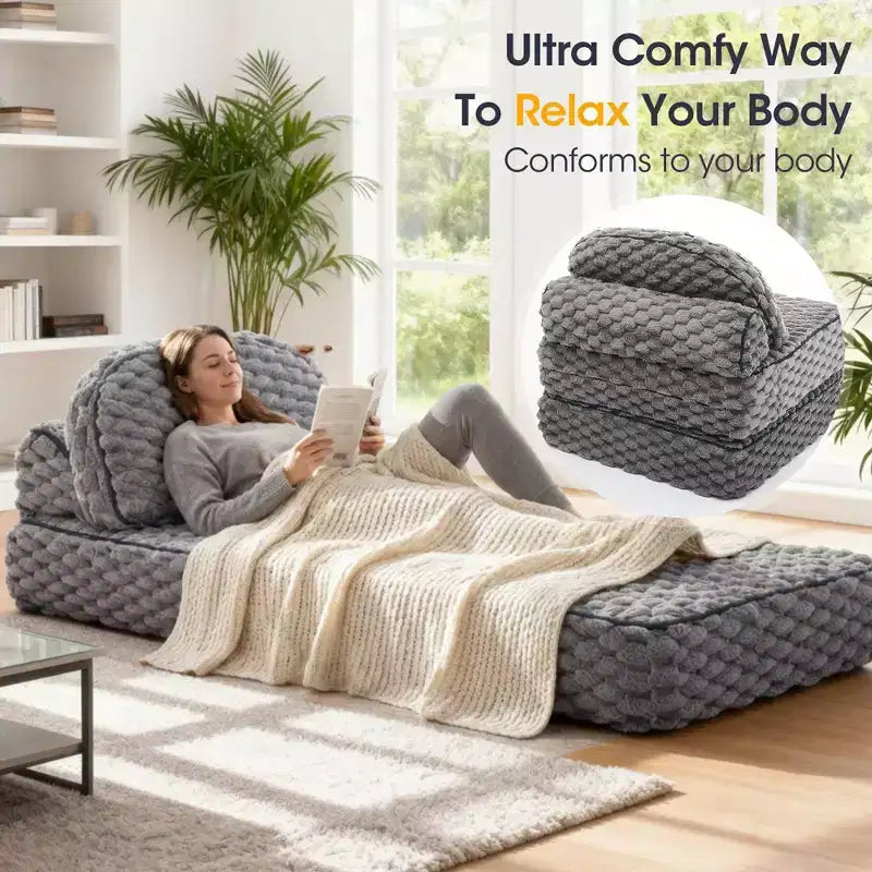 Ora Maison Convertible Sleeper Chair  Foldable Floor Sofa Bed with Pillow for Gaming & Nap