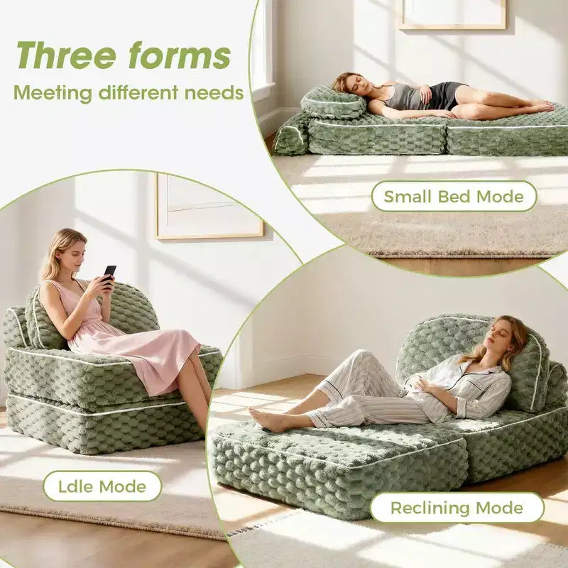Ora Maison Convertible Sleeper Chair  Foldable Floor Sofa Bed with Pillow for Gaming & Nap