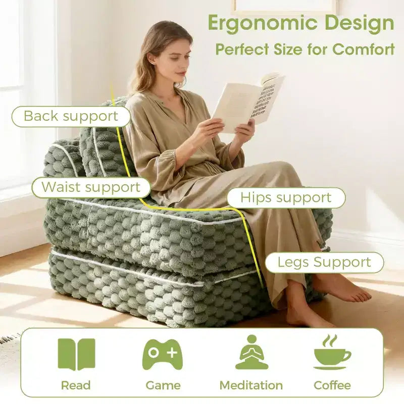 Ora Maison Convertible Sleeper Chair  Foldable Floor Sofa Bed with Pillow for Gaming & Nap