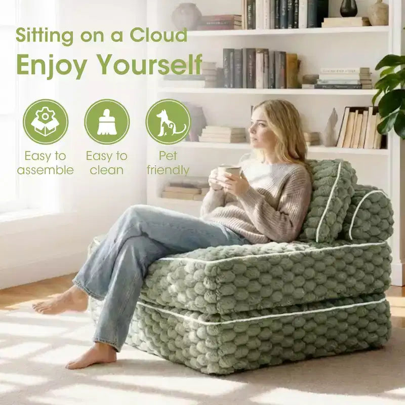 Ora Maison Convertible Sleeper Chair  Foldable Floor Sofa Bed with Pillow for Gaming & Nap