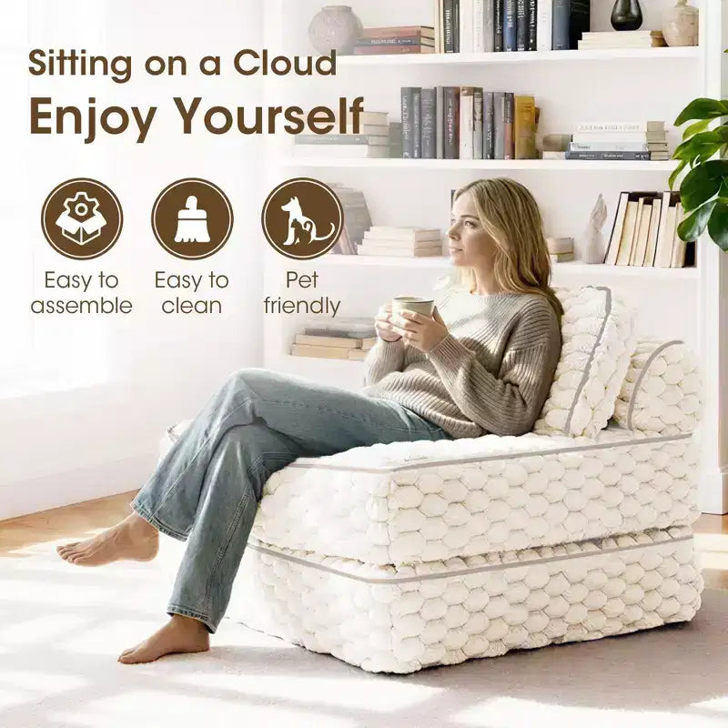 Ora Maison Convertible Sleeper Chair  Foldable Floor Sofa Bed with Pillow for Gaming & Nap