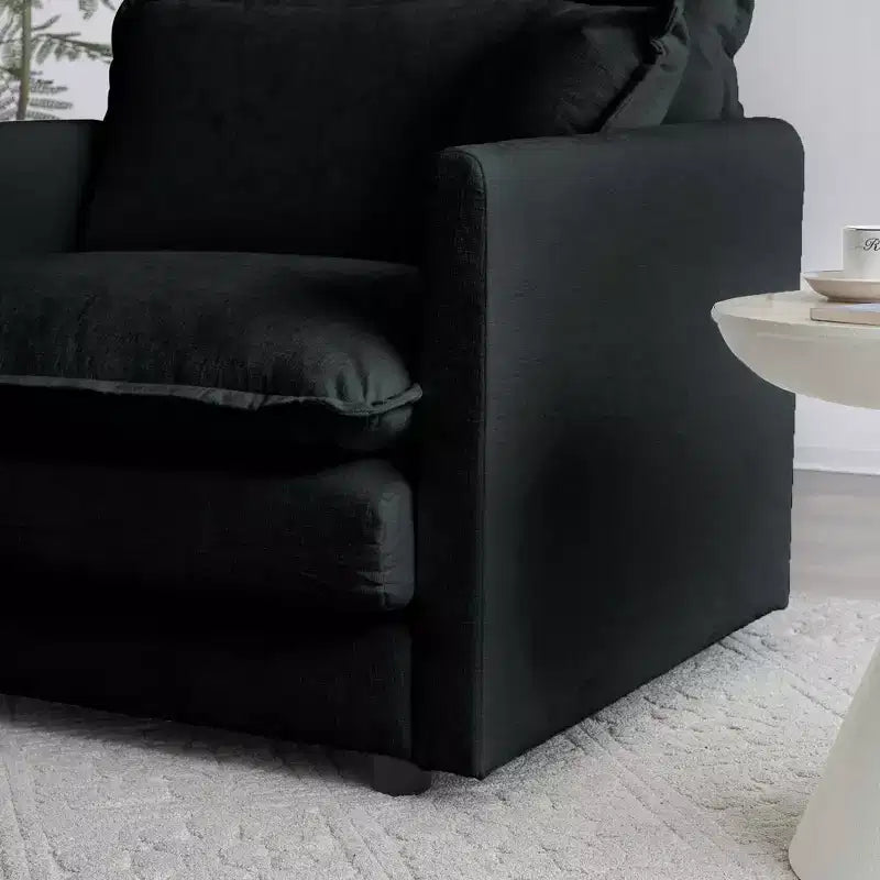 MAYEERTY Free Combination Comfy Upholstery Modular Overside L Shaped Sofa with Reversible Ottoman Black