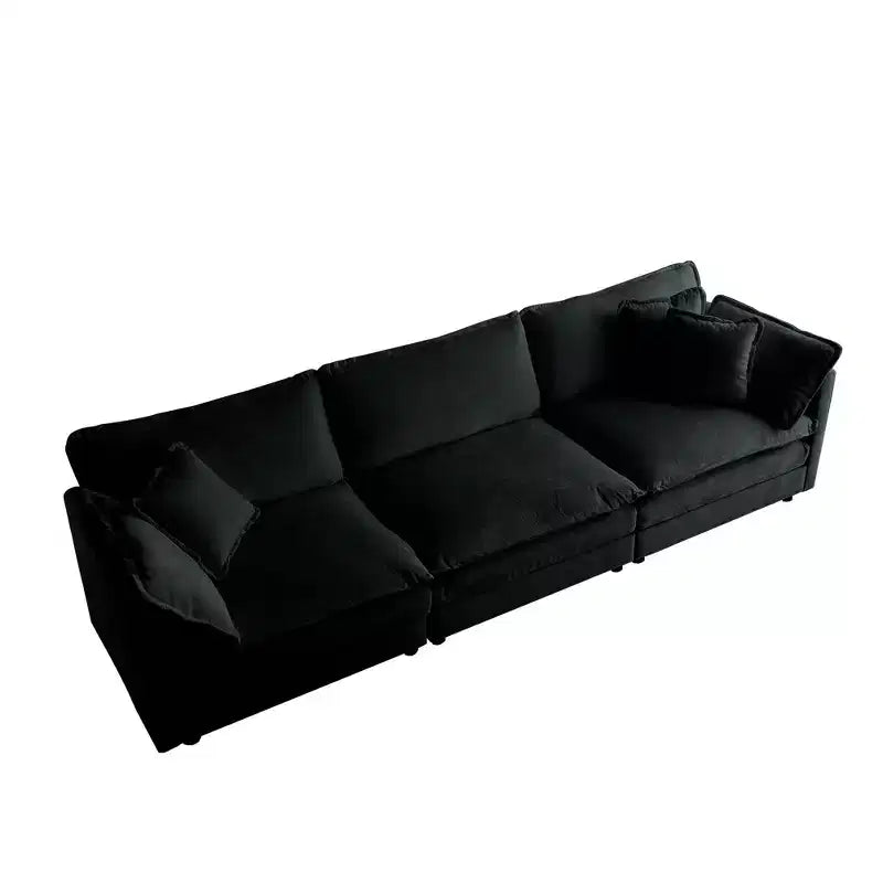MAYEERTY Free Combination Comfy Upholstery Modular Overside L Shaped Sofa with Reversible Ottoman Black