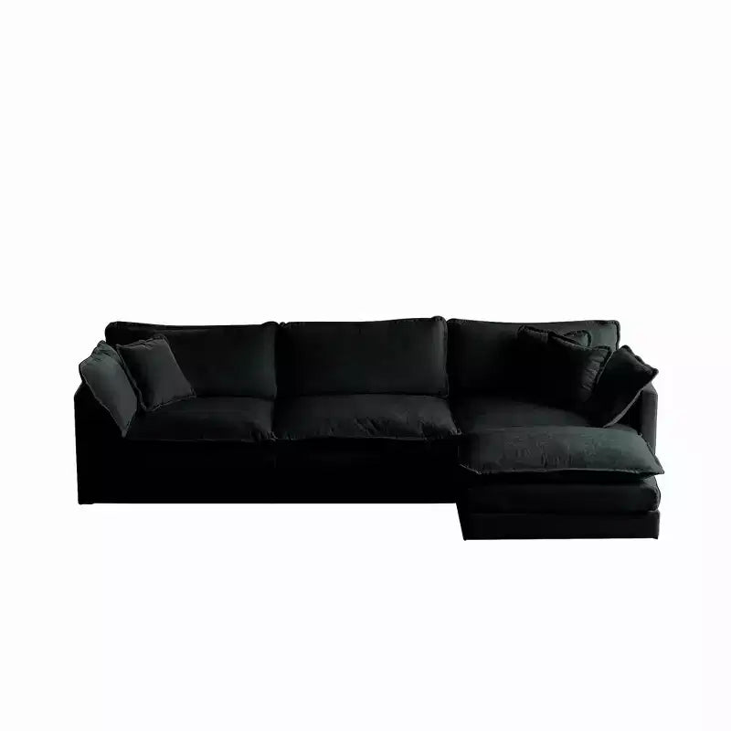 MAYEERTY Free Combination Comfy Upholstery Modular Overside L Shaped Sofa with Reversible Ottoman Black