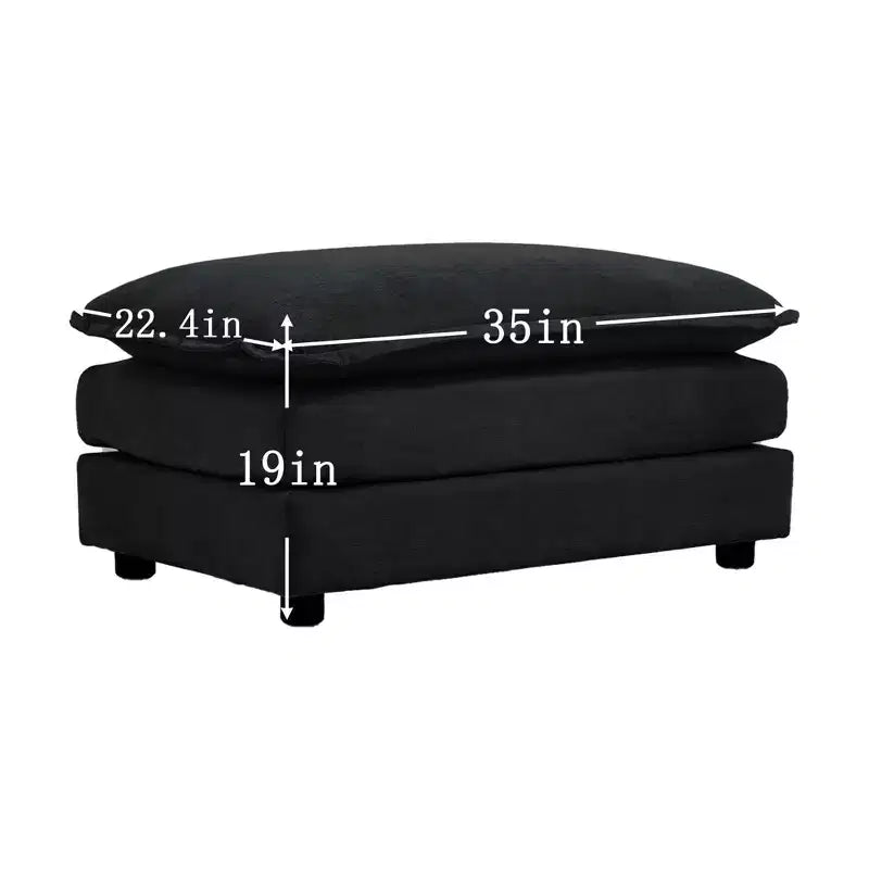 MAYEERTY Free Combination Comfy Upholstery Modular Overside L Shaped Sofa with Reversible Ottoman Black