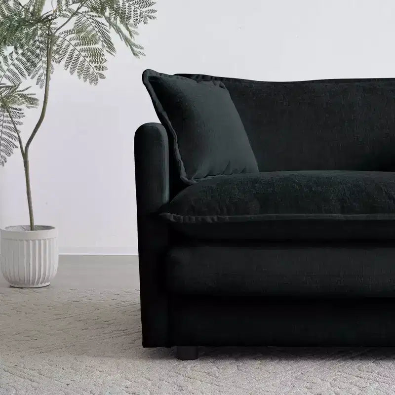 MAYEERTY Free Combination Comfy Upholstery Modular Overside L Shaped Sofa with Reversible Ottoman Black