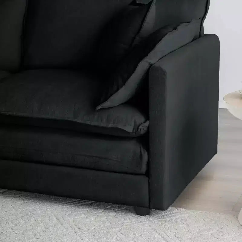 MAYEERTY Free Combination Comfy Upholstery Modular Overside L Shaped Sofa with Reversible Ottoman Black