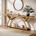 Lantine 70.87 Console Table, Industrial Sofa Table with 2 Tiers Storage Shelves for Living Room, Hallway, Entrance, Foyer (Light Brown)