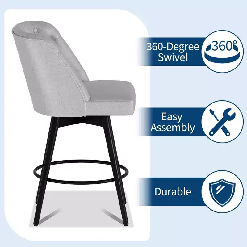 Swivel Bar Stools with Backs,26 Counter Height Bar Stools Set of 2,Modern Kitchen Island Chairs for Kitchen Island