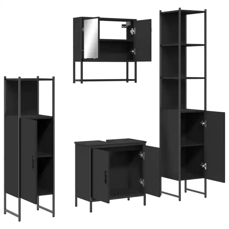 vidaXL Bathroom Furniture Set with Shelf 4 pcs Engineered wood Modern Indoor