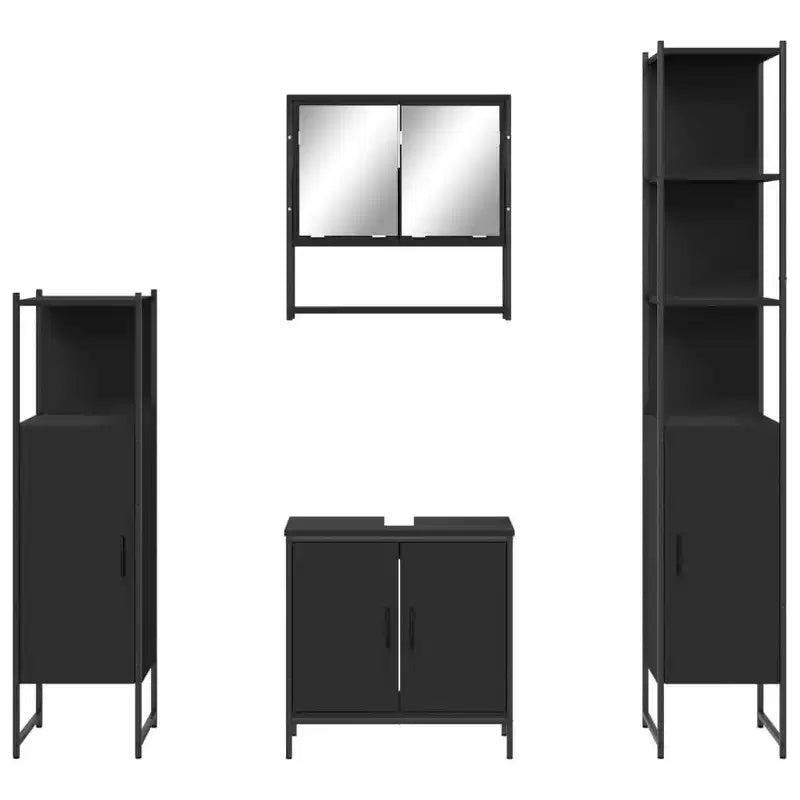 vidaXL Bathroom Furniture Set with Shelf 4 pcs Engineered wood Modern Indoor