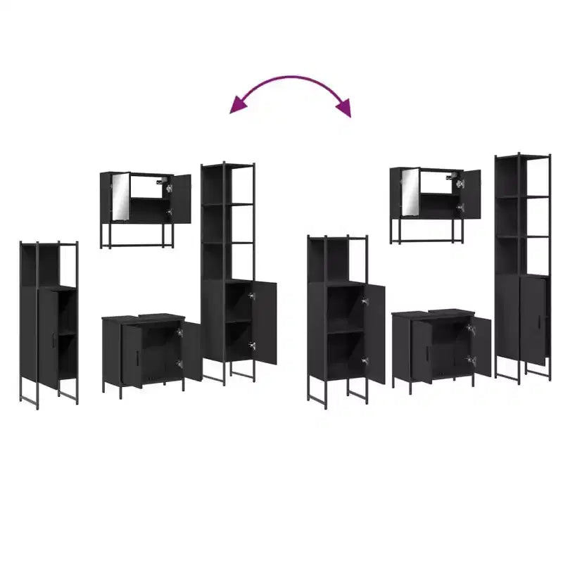 vidaXL Bathroom Furniture Set with Shelf 4 pcs Engineered wood Modern Indoor