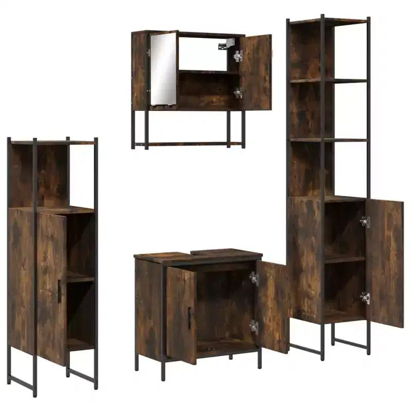 vidaXL Bathroom Furniture Set with Shelf 4 pcs Engineered wood Modern Indoor