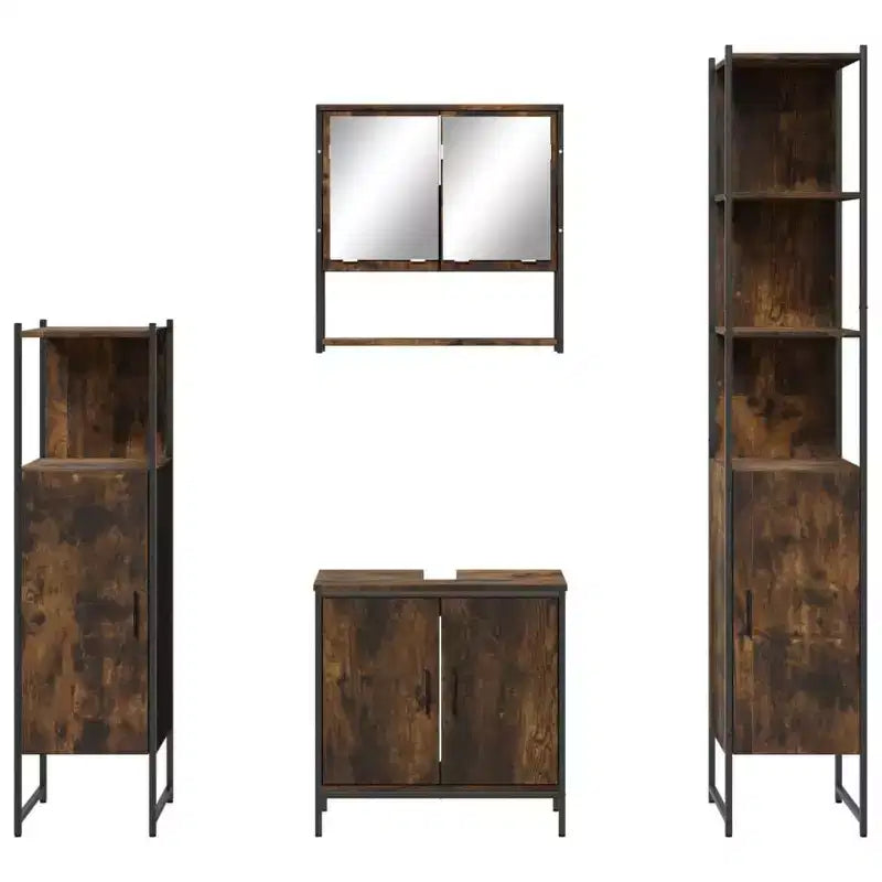 vidaXL Bathroom Furniture Set with Shelf 4 pcs Engineered wood Modern Indoor