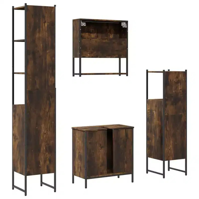 vidaXL Bathroom Furniture Set with Shelf 4 pcs Engineered wood Modern Indoor