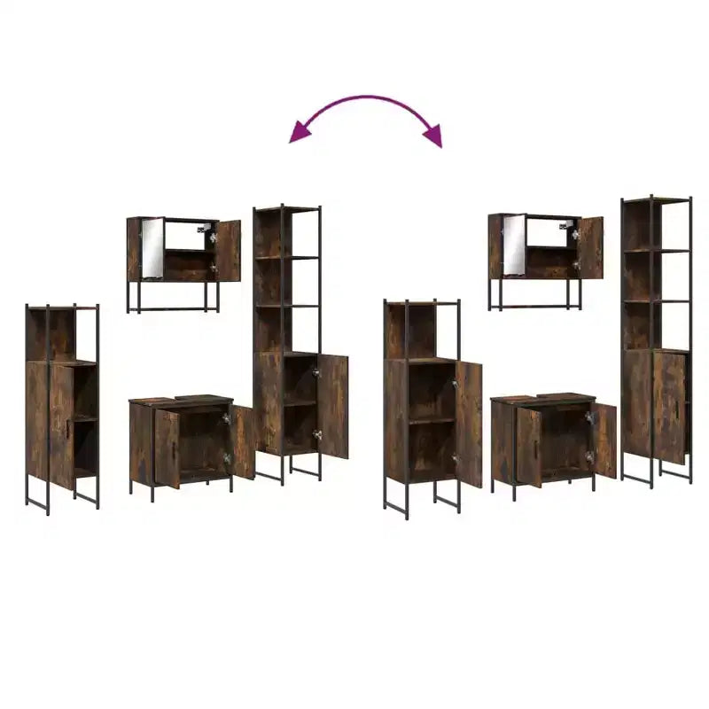 vidaXL Bathroom Furniture Set with Shelf 4 pcs Engineered wood Modern Indoor