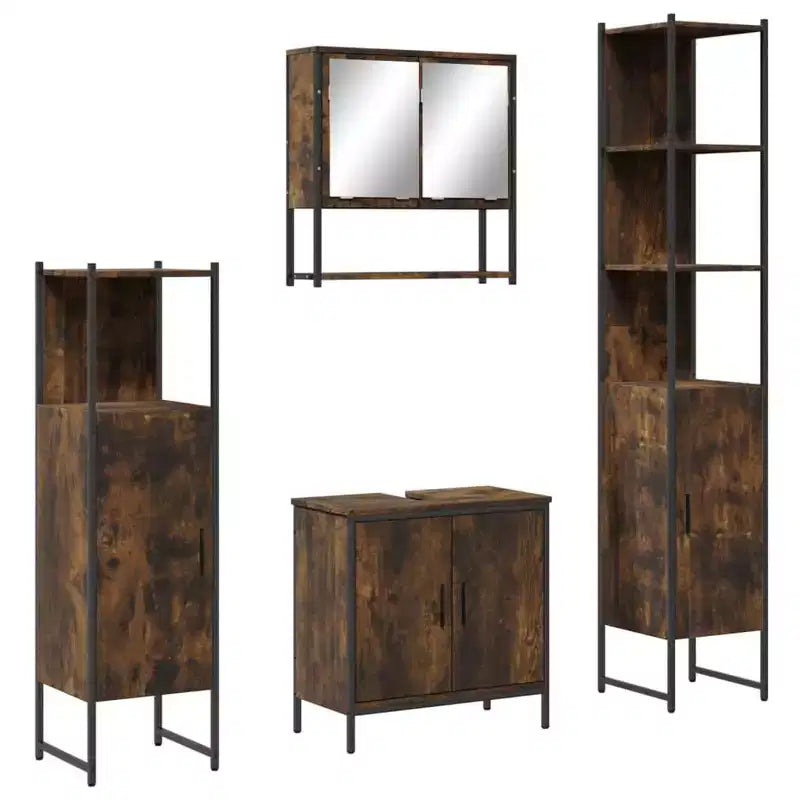 vidaXL Bathroom Furniture Set with Shelf 4 pcs Engineered wood Modern Indoor