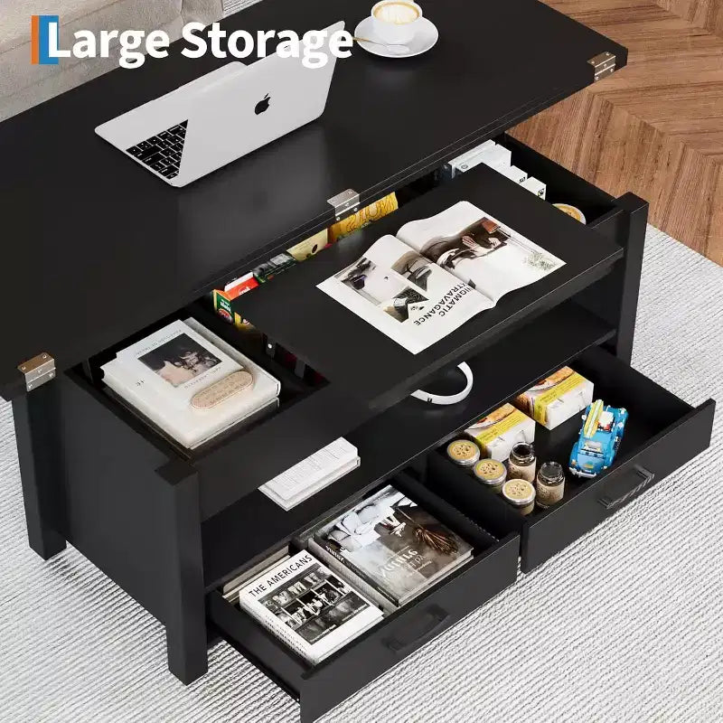 Coffee Table, 4 in 1 Convertible Lift Top Coffee Table with Storage for Living Room - 40 Storage Coffee Tables with 2 Drawers