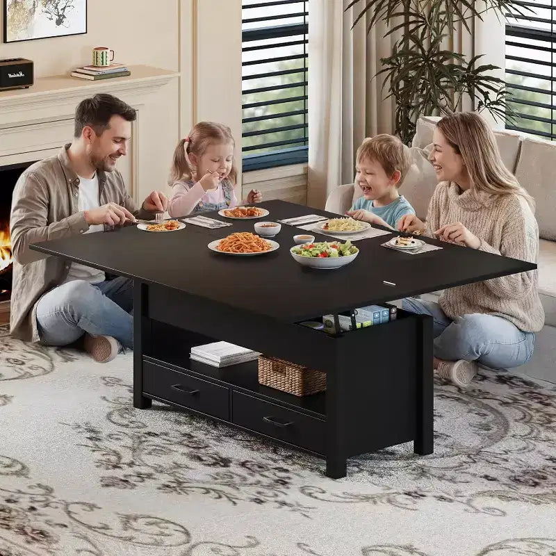 Coffee Table, 4 in 1 Convertible Lift Top Coffee Table with Storage for Living Room - 40 Storage Coffee Tables with 2 Drawers