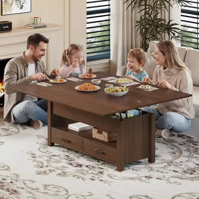 Coffee Table, 4 in 1 Convertible Lift Top Coffee Table with Storage for Living Room - 40 Storage Coffee Tables with 2 Drawers