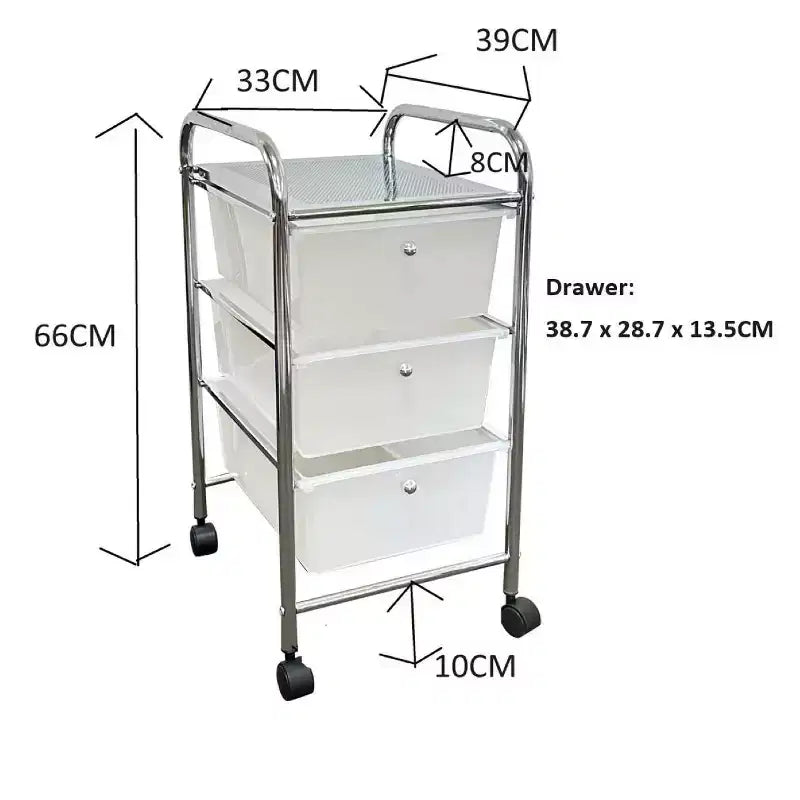 BrylaneHome 3-Drawer Rolling Storage Cart