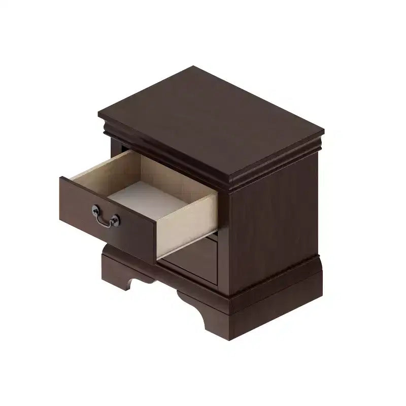 JVNOXK 22 x 16 x 22.7 Classic Wooden Nightstand, Molded Detail Design, Features 2 Drawers, Suitable for Bedrooms and Living Rooms, Cherry