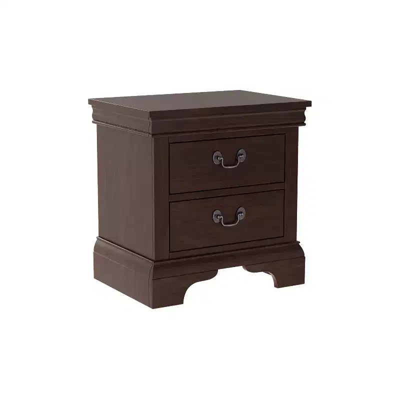 JVNOXK 22 x 16 x 22.7 Classic Wooden Nightstand, Molded Detail Design, Features 2 Drawers, Suitable for Bedrooms and Living Rooms, Cherry