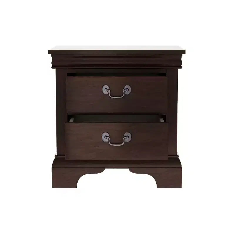 JVNOXK 22 x 16 x 22.7 Classic Wooden Nightstand, Molded Detail Design, Features 2 Drawers, Suitable for Bedrooms and Living Rooms, Cherry