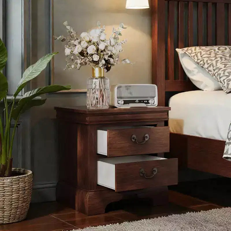 JVNOXK 22 x 16 x 22.7 Classic Wooden Nightstand, Molded Detail Design, Features 2 Drawers, Suitable for Bedrooms and Living Rooms, Cherry
