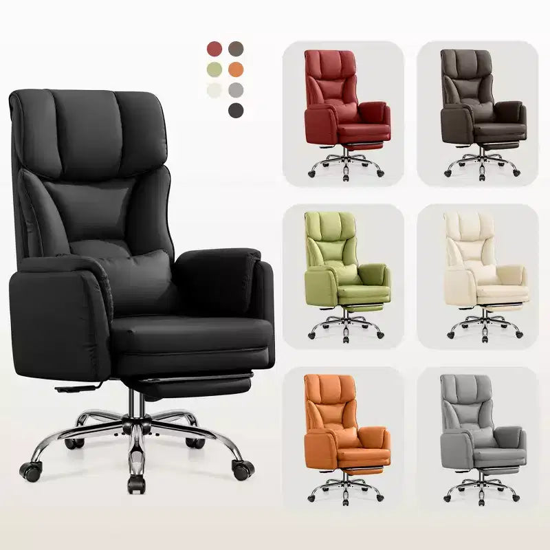 KERDOM High Back Executive Office Chair, Big and Tall PU Leather Desk Chair With Adjustable Height, Padded Armrests And Footrest