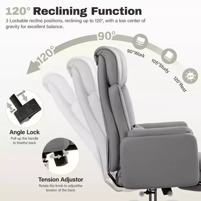 KERDOM High Back Executive Office Chair, Big and Tall PU Leather Desk Chair With Adjustable Height, Padded Armrests And Footrest