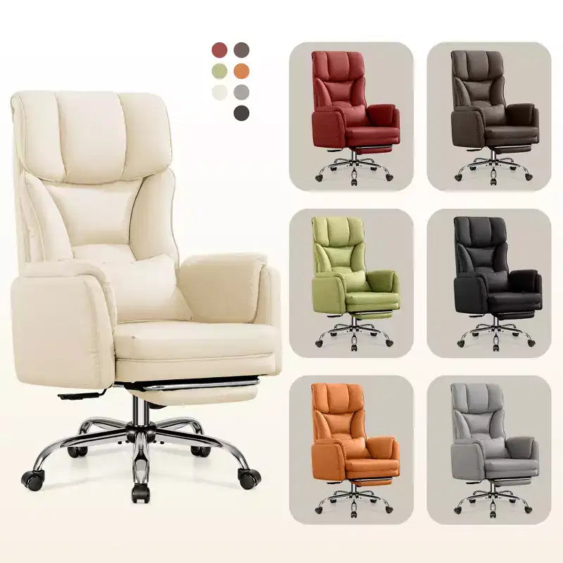 KERDOM High Back Executive Office Chair, Big and Tall PU Leather Desk Chair With Adjustable Height, Padded Armrests And Footrest