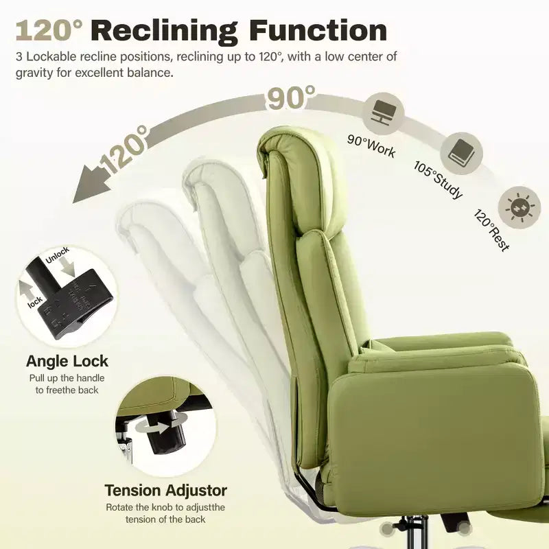 KERDOM High Back Executive Office Chair, Big and Tall PU Leather Desk Chair With Adjustable Height, Padded Armrests And Footrest