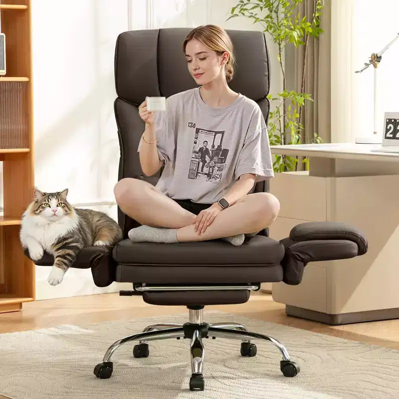 KERDOM High Back Executive Office Chair, Big and Tall PU Leather Desk Chair With Adjustable Height, Padded Armrests And Footrest
