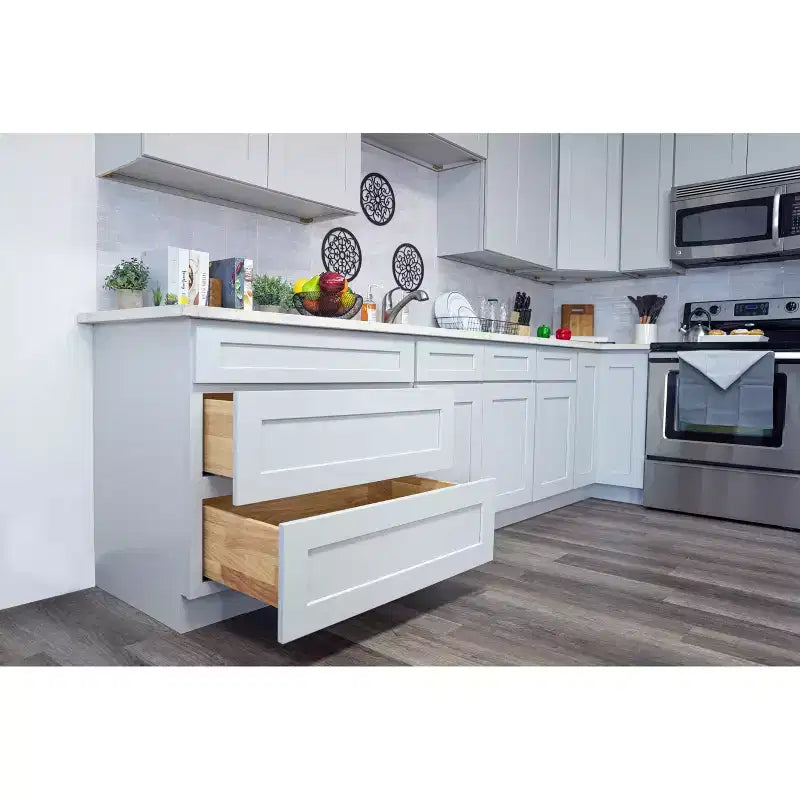 CASAINC 24 W x 42 H x 12 D Shaker Base Kitchen Cabinet, Solid Wood Frame, Water-Based Low-VOC Paint, Soft-Close, RTA, Dove Gray