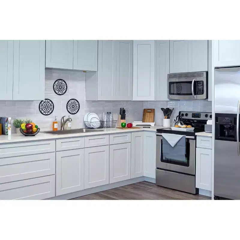 CASAINC 24 W x 30 H x 12 D Shaker Base Kitchen Cabinet, Solid Wood Frame, Water-Based Low-VOC Paint, Soft-Close, RTA, Dove Gray