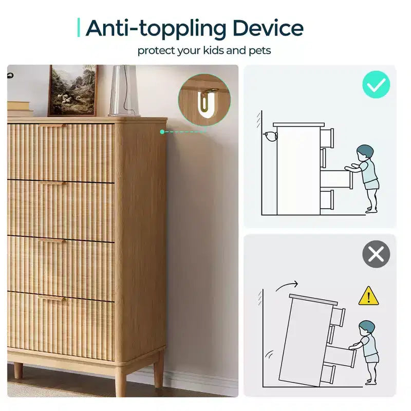 LINSY HOME Fluted 8 Drawer Dresser for Bedroom, Mid Century Modern Large Chest of Drawers with Gold Metal Handles, Wide Boho Wood Dressers