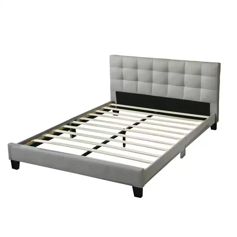 GDFStudio Lucas Contemporary Wood Upholstered Platform Bed With Tufted Headboard