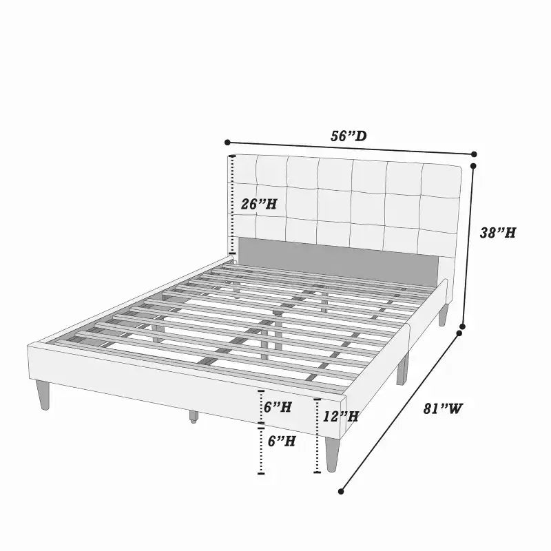GDFStudio Lucas Contemporary Wood Upholstered Platform Bed With Tufted Headboard