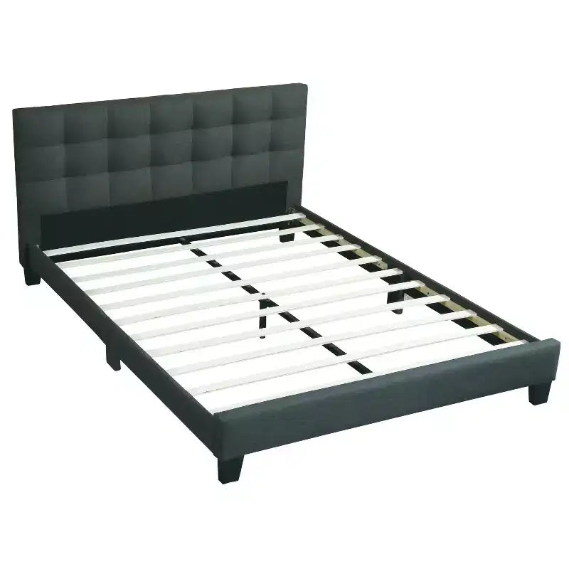 GDFStudio Lucas Contemporary Wood Upholstered Platform Bed With Tufted Headboard