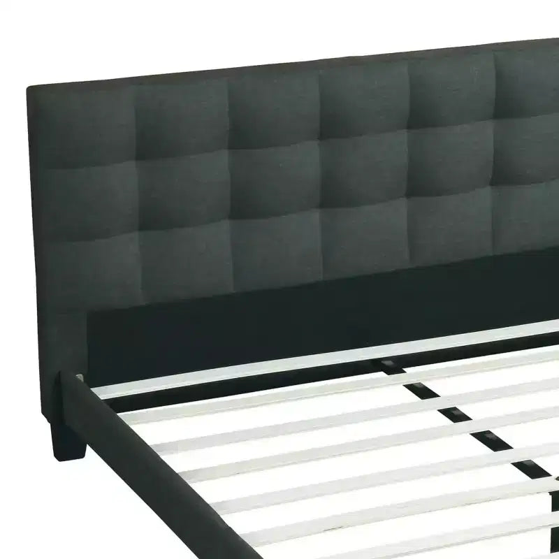 GDFStudio Lucas Contemporary Wood Upholstered Platform Bed With Tufted Headboard