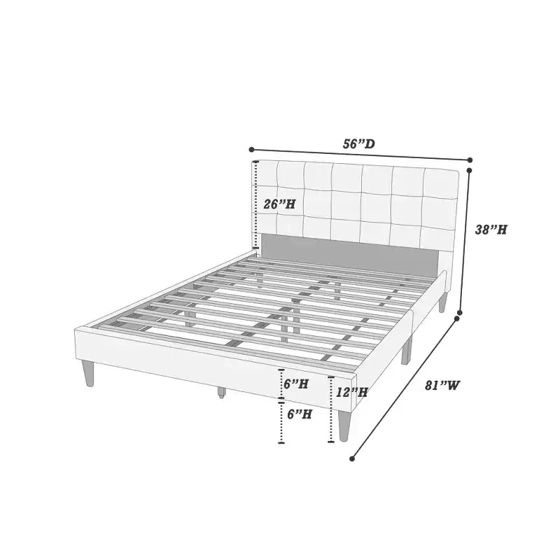 GDFStudio Lucas Contemporary Wood Upholstered Platform Bed With Tufted Headboard