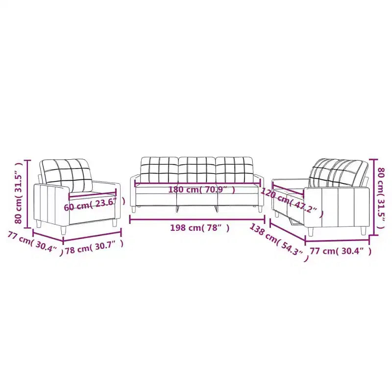 vidaXL Sofa Set Fabric (100% polyester), metal, textilene, plywood