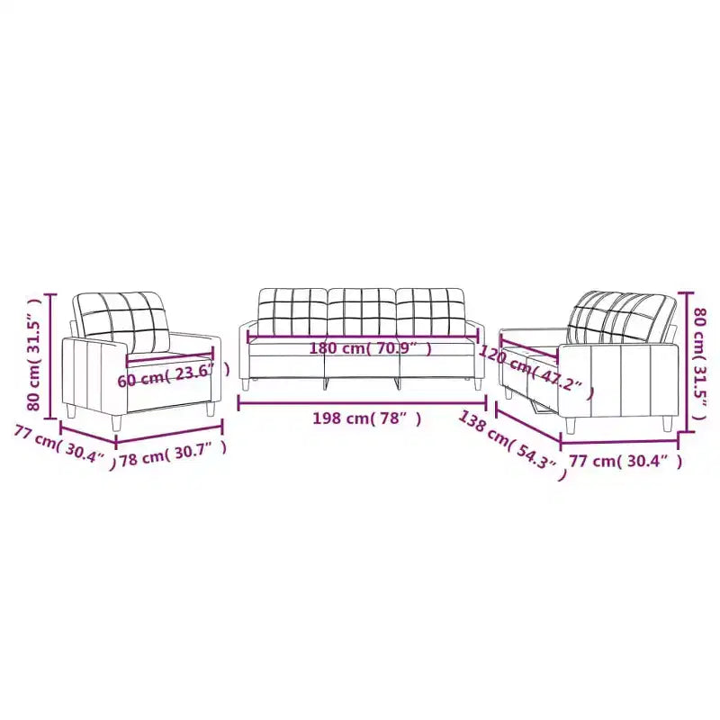 vidaXL Sofa Set Fabric (100% polyester), metal, textilene, plywood