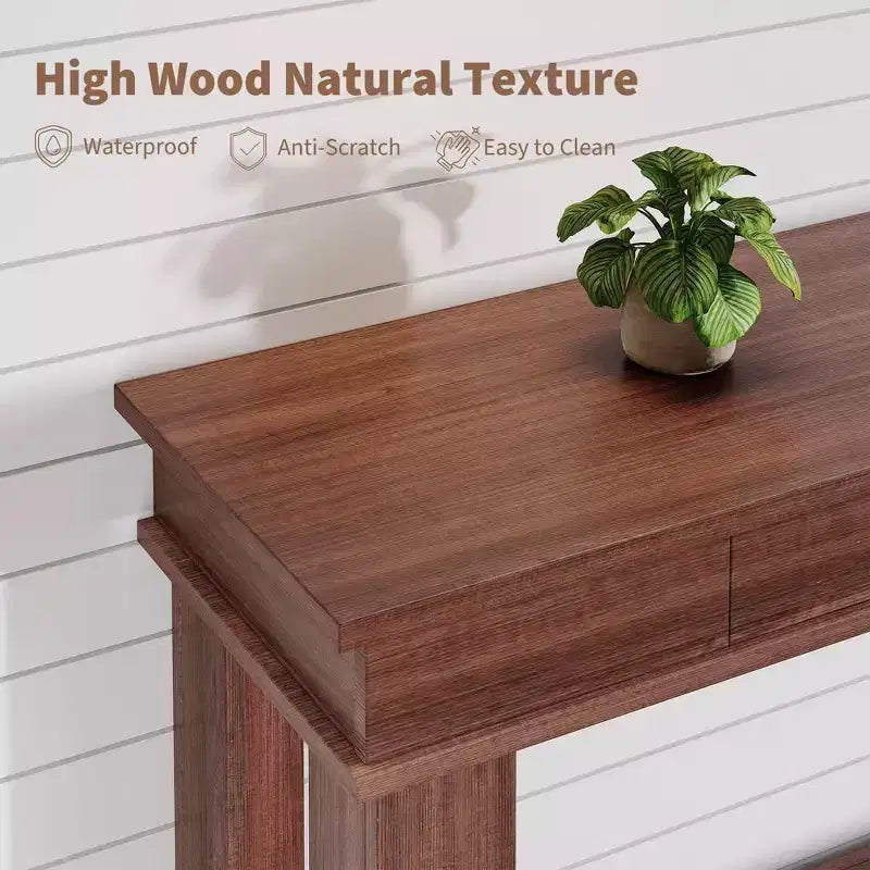 54-Inch Long Console Table with Drawers, Wooden Rectangular Entryway Table w/Open Storage Shelf, Sofa Table Behind Couch, Farmhouse Entry Foyer Table