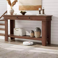 54-Inch Long Console Table with Drawers, Wooden Rectangular Entryway Table w/Open Storage Shelf, Sofa Table Behind Couch, Farmhouse Entry Foyer Table