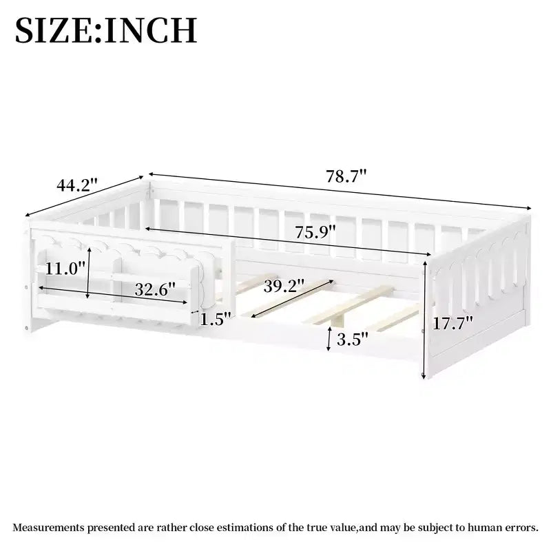 Twin/Full Size Kid Platform Bed Frame Toddler Bed with Guardrail and Storage Shelves - ModernLuxe