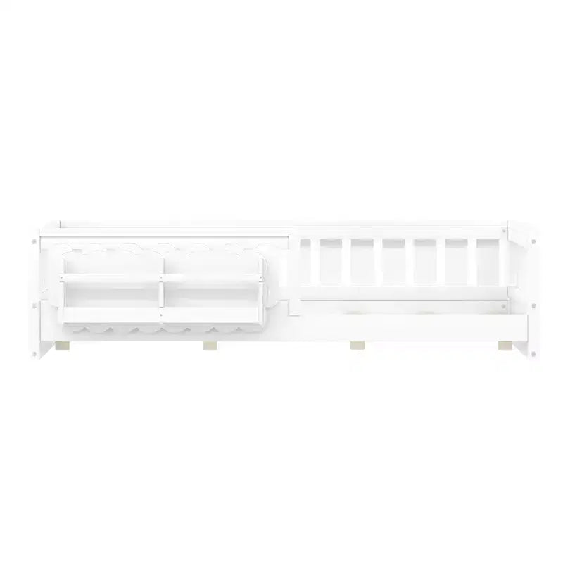 Twin/Full Size Kid Platform Bed Frame Toddler Bed with Guardrail and Storage Shelves - ModernLuxe