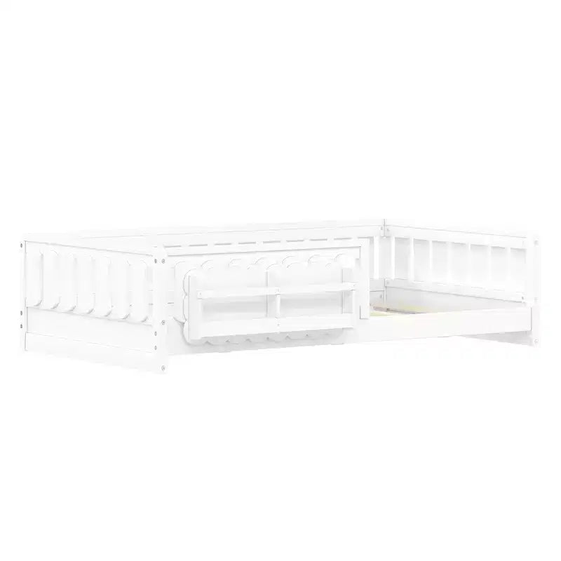 Twin/Full Size Kid Platform Bed Frame Toddler Bed with Guardrail and Storage Shelves - ModernLuxe