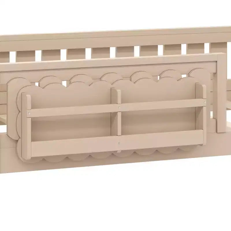 Twin/Full Size Kid Platform Bed Frame Toddler Bed with Guardrail and Storage Shelves - ModernLuxe